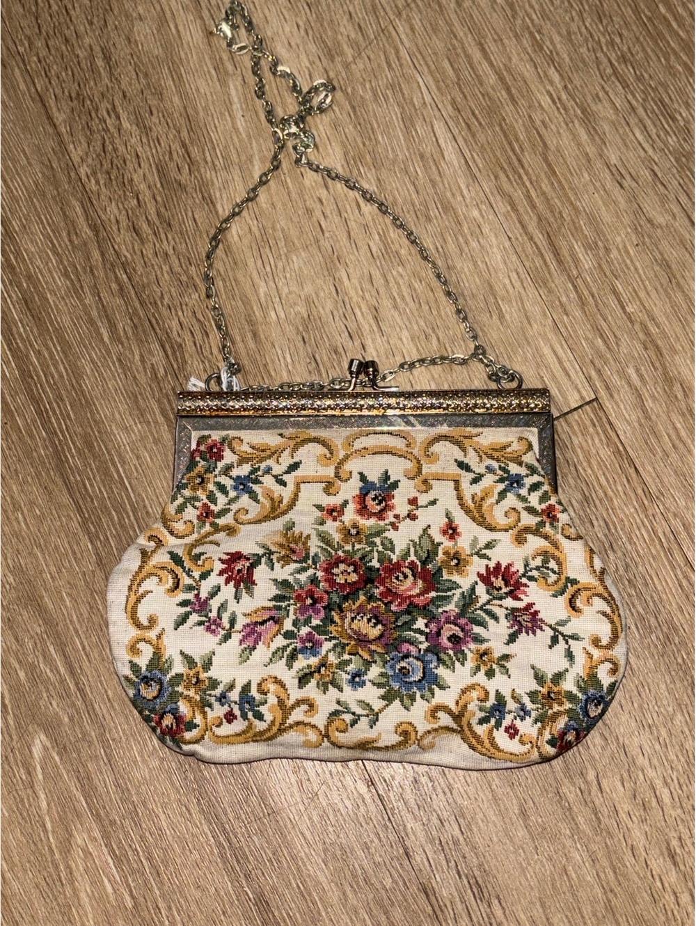 Vintage 1960s Walborg Floral Tapestry Purse Hong Kong Kiss-Lock Clutch d4